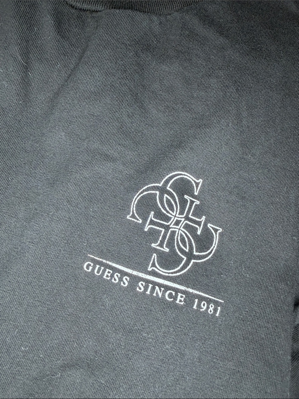 Guess Black Tee with White Interlocking Logo